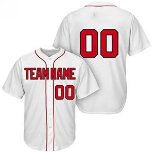 Custom White Baseball Jersey with Red