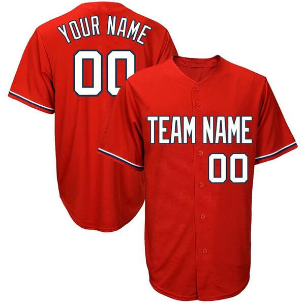Custom Red Baseball Jersey with White Navy Custom Red Baseball Jersey with White Navy